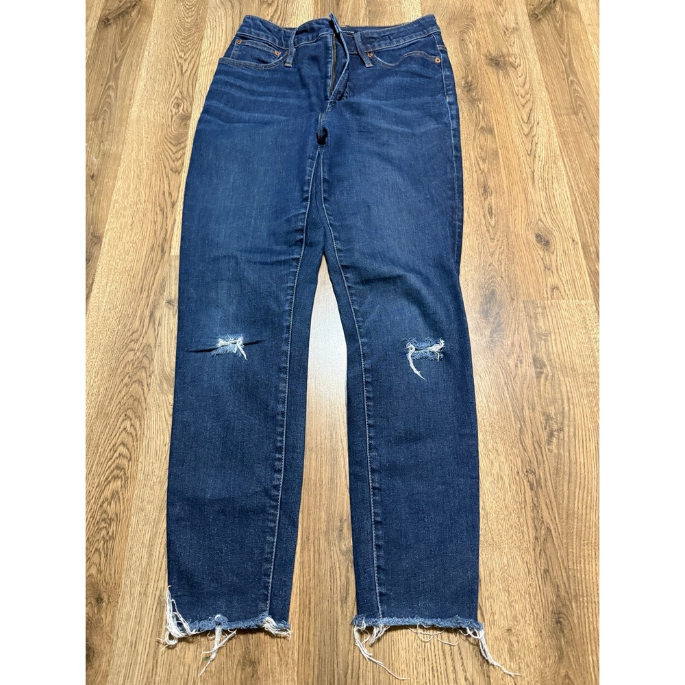 J.Crew Jeans Womens Size 30 Blue Denim Distressed Raw Hem Curvy Toothpick